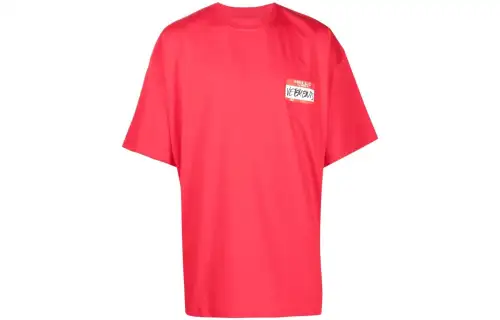 Vetements T Shirts Unisex Red Crew Neck Moderate Heavyweight
