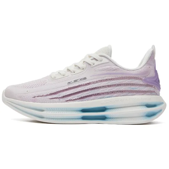 Erke Cushioning Breathable Wear-Resistant Coverage Slip-Resistant Low-Top Running Shoes Women's White Purple