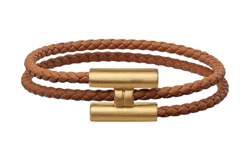 HERMES Tournis Tresse Metal Wristbands Unisex