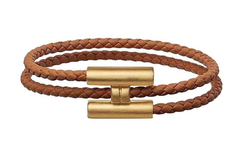 HERMES Tournis Tresse Metal Wristbands Unisex