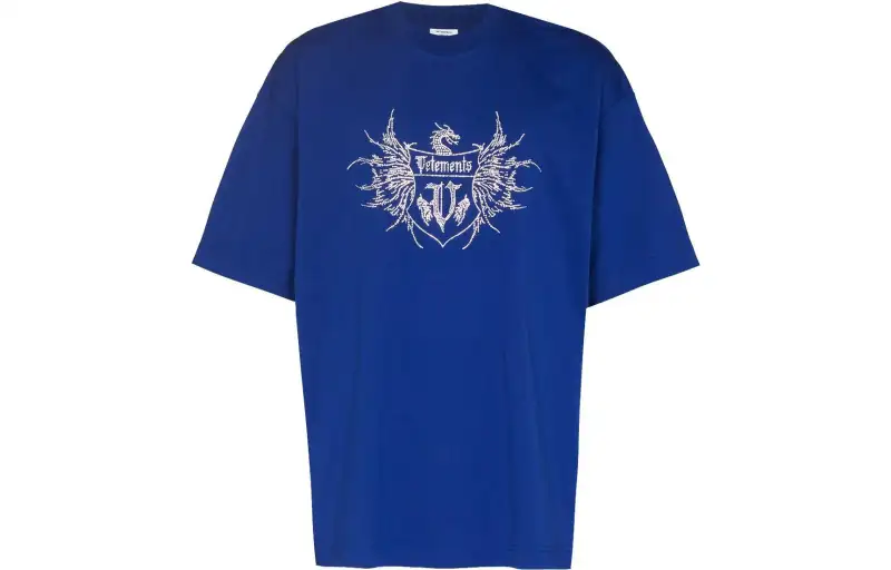 Vetements T Shirts Men's Blue Crew Neck Moderate Other