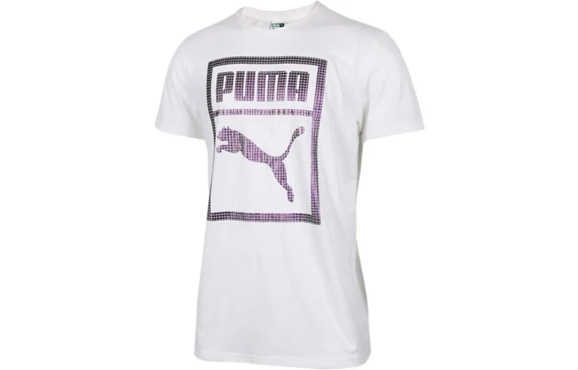 PUMA T-Shirts Men's White Crew Neck Moderate Straight Fit