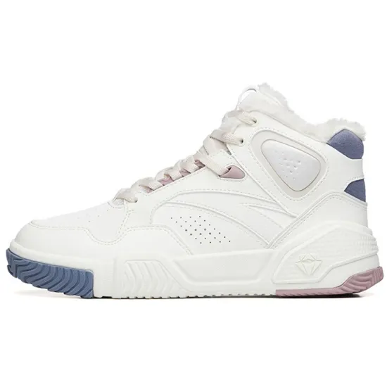 ANTA Skateboard Shoes Women's High-Top Ivory White/Muddy Sand Gray