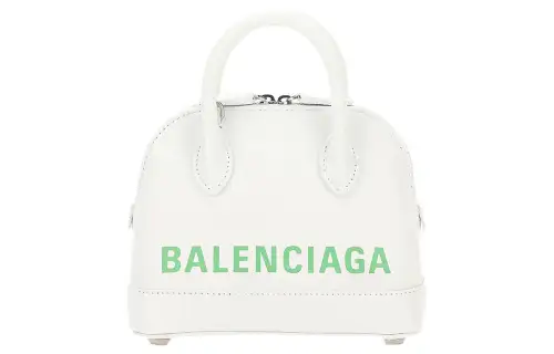Balenciaga Ville Hammered Texture Calfskin Dome Bag, Shoulder Bag, Crossbody Bag, Handbag Women's White