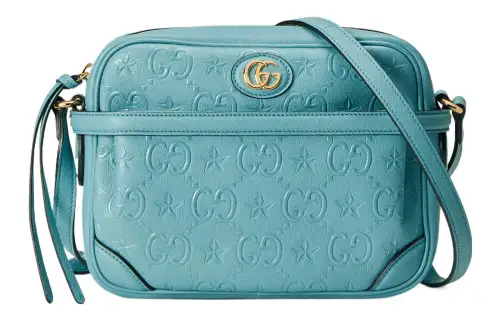 GUCCI Leather Crossbody Bag, Shoulder Bag Women's Light Blue