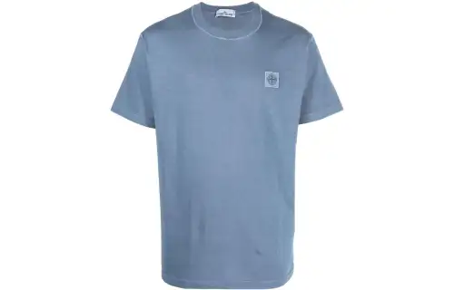 STONE ISLAND Logo patch Cotton T shirt