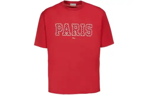 DIOR T Shirts Men's Red Crew Neck