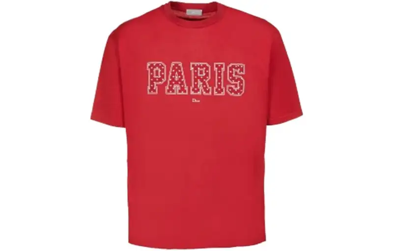 DIOR T Shirts Men's Red Crew Neck