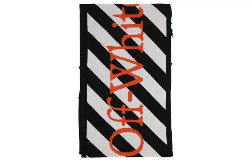 OFF WHITE Knit Scarves Men's Black/White