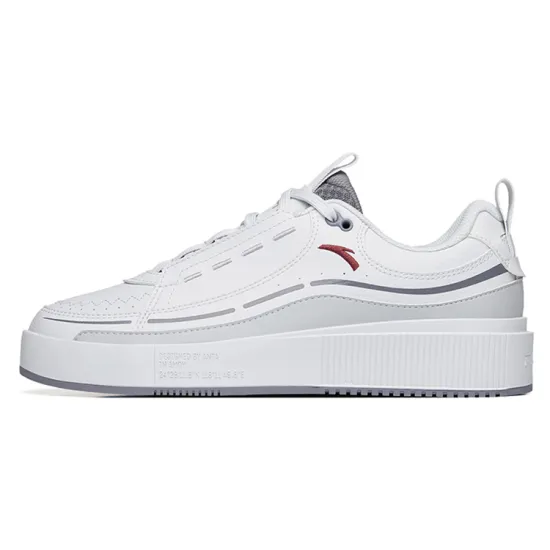 Anta Life Collection Anti Slip Wear Resistant Low Top Skateboard Shoes Men's White Gray