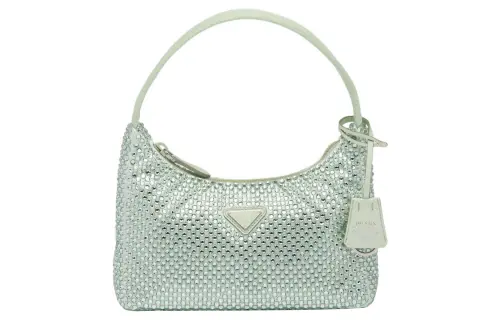 PRADA Satin Crystal Mini Bag Aqua