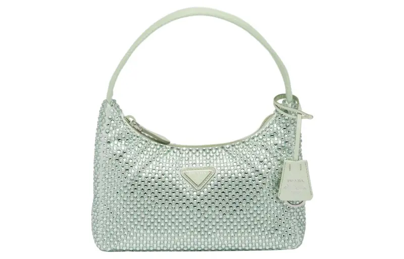 PRADA Satin Crystal Mini Bag Aqua