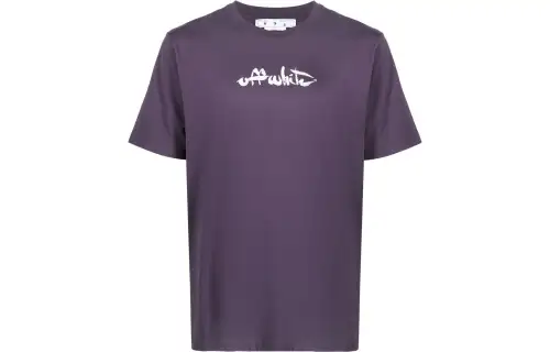 OFF WHITE T Shirts Men's Purple Crew Neck Moderate