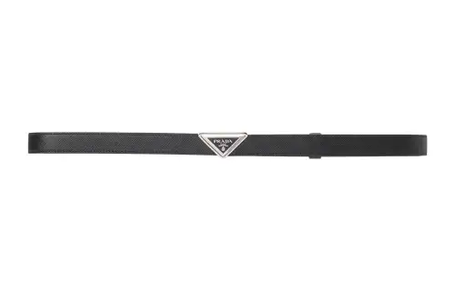 PRADA Cow Leather Belts Women's Black Width 2cm