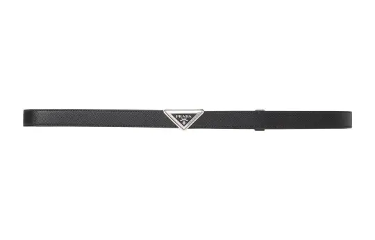 PRADA Cow Leather Belts Women's Black Width 2cm