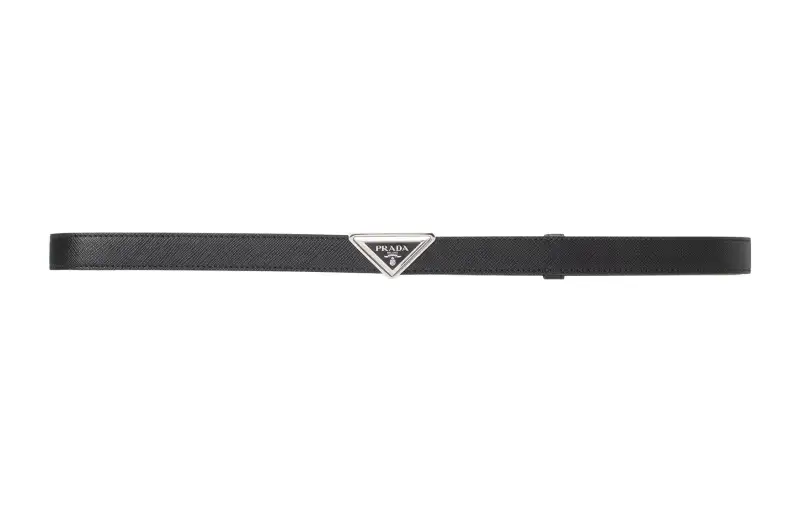 PRADA Cow Leather Belts Women's Black Width 2cm
