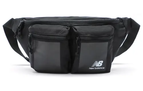 New Balance Zip Closure Fabric Sling Bag, Shoulder Bag, Crossbody Bag Unisex Cool Black