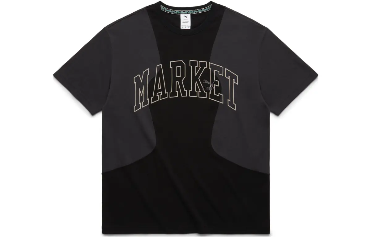 PUMA X MARKET T-Shirts Men's Black Crew Neck Moderate Straight Fit