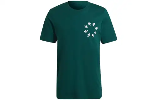 Adidas Originals T Shirts Men's Green Crew Neck Moderate Straight Fit