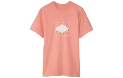 Jordan T Shirts Men's Pink Crew Neck Moderate Straight Fit