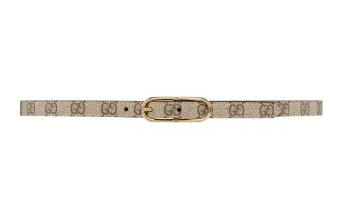 GUCCI GG Supreme Canvas Leather Belts Women's Brown Width 1.5cm
