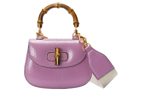 GUCCI Bamboo 1947 Python Skin Bamboo Bag Handbag, Shoulder Bag Mini Women's Purple
