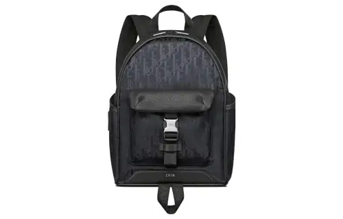 DIOR Technical Fabric With Grain Cow Leather Backpack Regular Kids' Black