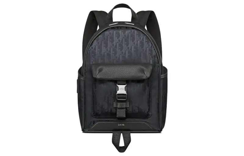 DIOR Technical Fabric With Grain Cow Leather Backpack Regular Kids' Black