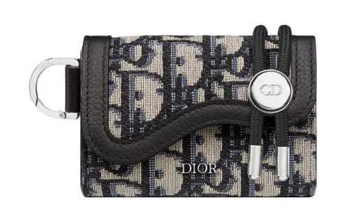 DIOR Saddle Fabric With Leather Saddle Bag, Shoulder Bag, Crossbody Bag, Card Holder Regular Men's Beige And Black