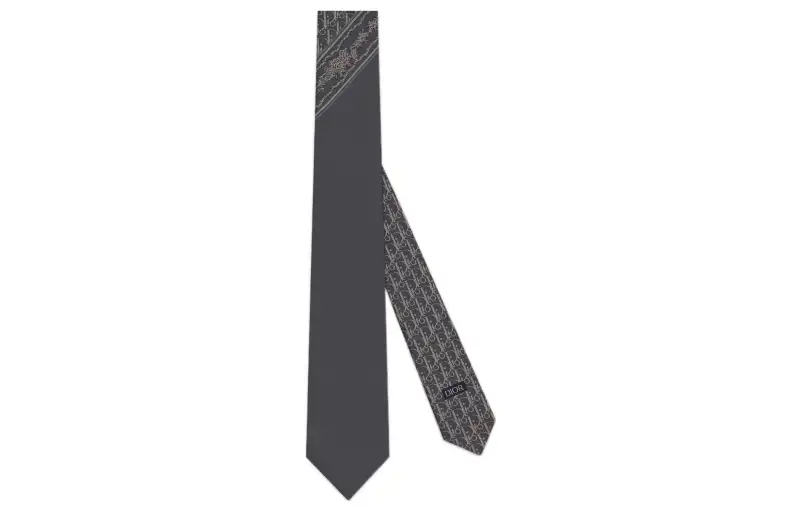 DIOR Mulberry Silk Tie Men's Gray