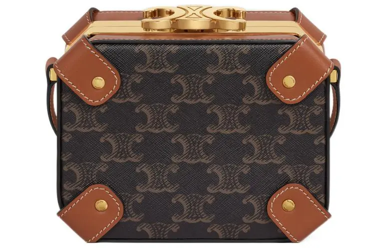 CELINE Triomphe Canvas paneled Calfskin Trim Crossbody Bag, Shoulder Bag Women's