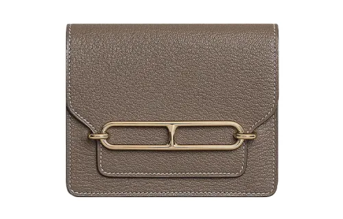 HERMES Roulis Sheepskin Pig Nose Fanny Pack, Wallet, Handheld Shoulder Bag, Crossbody Bag Women's Elephant Gray