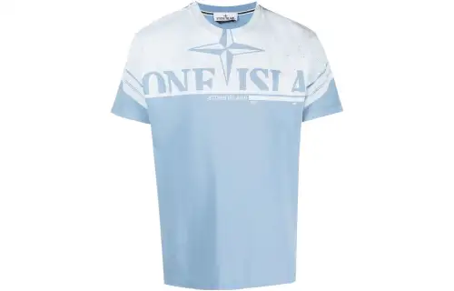 STONE ISLAND T Shirts Men's Blue Crew Neck Moderate Other