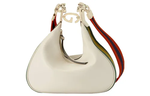 GUCCI Attache Leather Dumpling Bag, Portable Crossbody Bag, Shoulder Bag Women's White