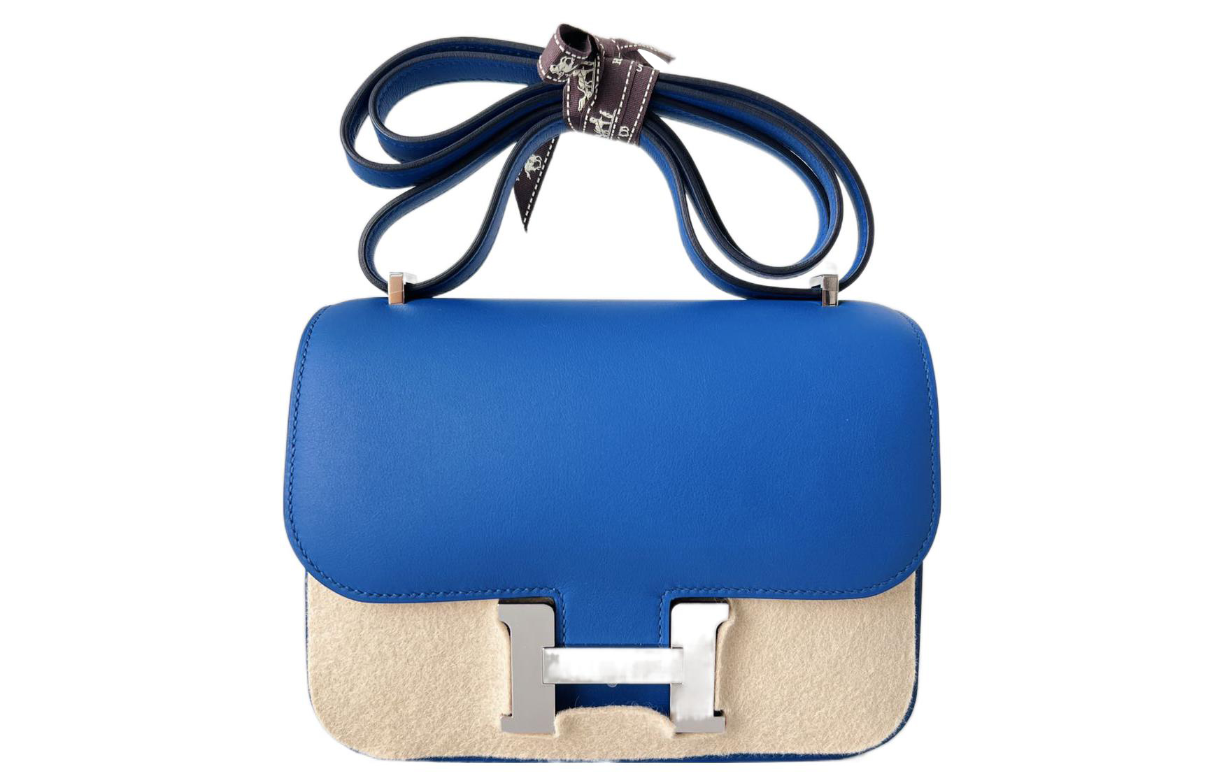 HERMES Hermès Constance 19 silver buckle Swift leather crossbody shoulder bag 19 women's 71 Bleu France French blue