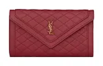 SAINT LAURENT GABY Sheepskin Wallet Large Women's Burgundy