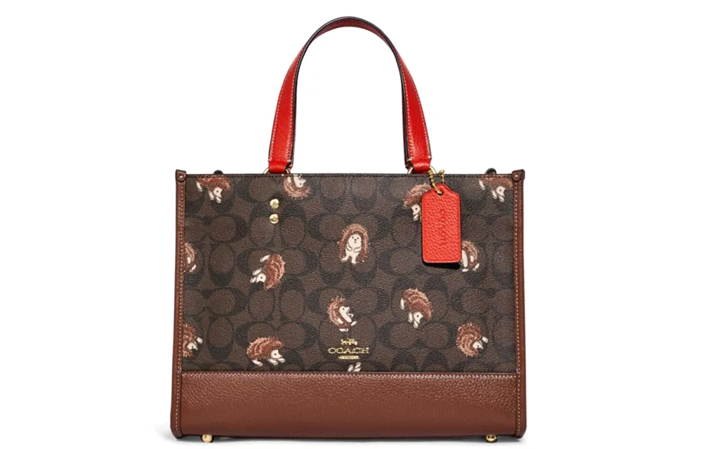 COACH Dempsey Cow Leather Tote Bag, Shoulder Bag, Crossbody Bag, Handbag Women's Brown Monogram
