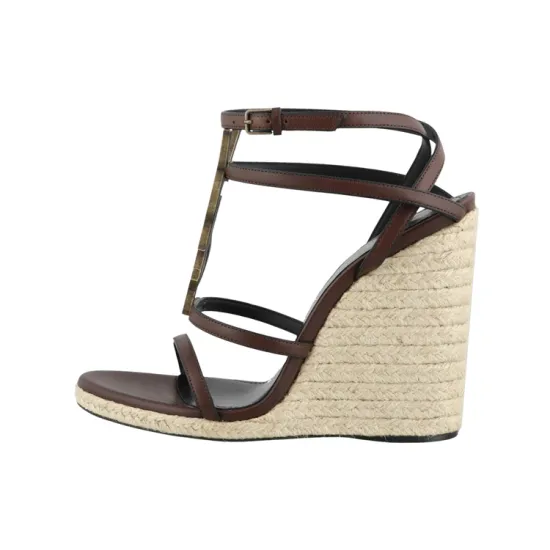 SAINT LAURENT CASSANDRA Strap Sandals Women's Brown
