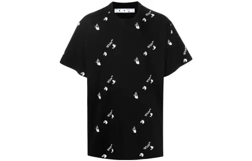 OFF WHITE T Shirts Men's Black Crew Neck Moderate