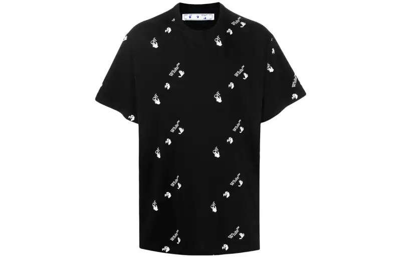 OFF WHITE T Shirts Men's Black Crew Neck Moderate