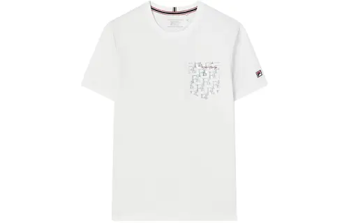 FILA T Shirts Men's Standard White Crew Neck Moderate Straight Fit