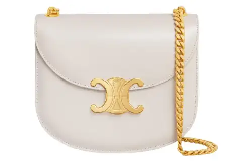 CELINE TriompheBesace Bright Calfskin Crossbody Bag, Shoulder Bag Women's White