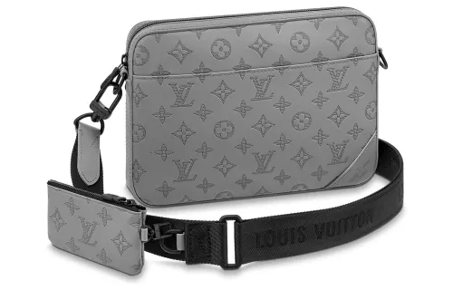 LOUIS VUITTON Duo Messenger Cow Leather Messenger Bag, Shoulder Bag, Crossbody Bag Men's Gray