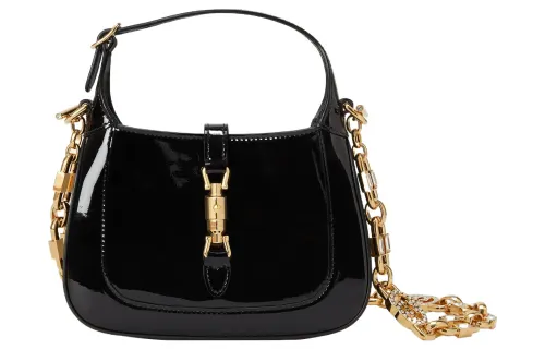 GUCCI Jackie 1961 Patent Leather Crescent Shoulder Bag Shoulder Bag Mini Women's Black