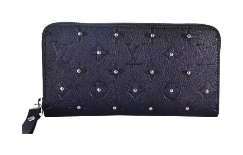 LOUIS VUITTON Zippy Cow Leather Wallet Regular Women's Black
