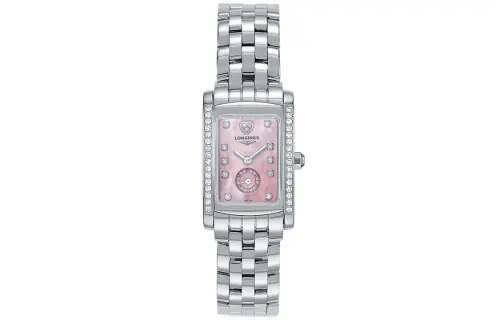 LONGINES Quartz waterproof fuchsia dial, case stainless steel, watch strap, quartz mechanism, 24.5mm