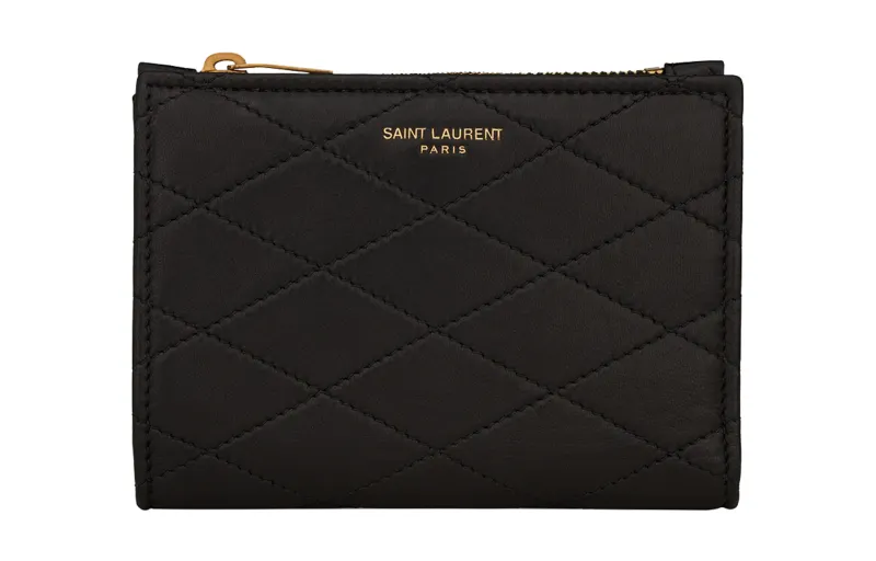 SAINT LAURENT Lambskin Card Holder Women's Black