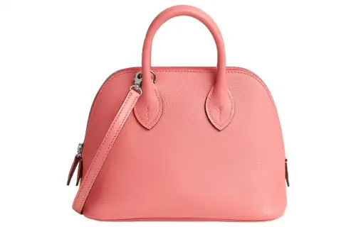 HERMES Bolide Evercolor Calfskin Bowling Bag, Shoulder Bag, Crossbody Bag, Handbag Mini Women's Summer Pink/Orange Red