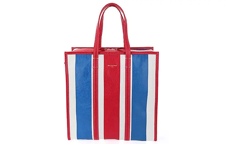 Balenciaga Sheepskin Shopping Bag, One Shoulder Handbag Large Unisex White Blue Red Multicolor