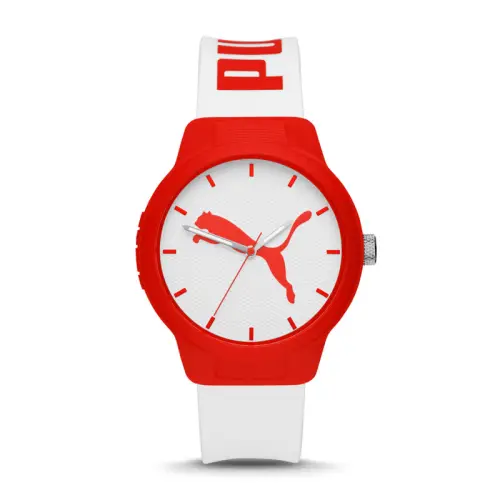 PUMA Wrist Watches Quartz Movement Rubber Strap 43mm White Dial Unisex 30m Water Resistant